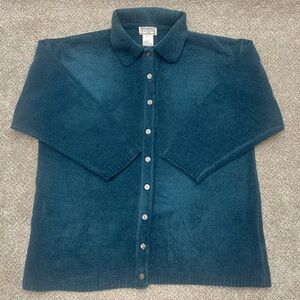 Venezia Vitale Teal Chenille Button-Up Sweater